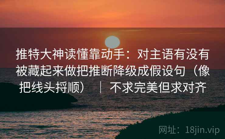 推特大神读懂靠动手：对主语有没有被藏起来做把推断降级成假设句（像把线头捋顺） ｜ 不求完美但求对齐  第2张